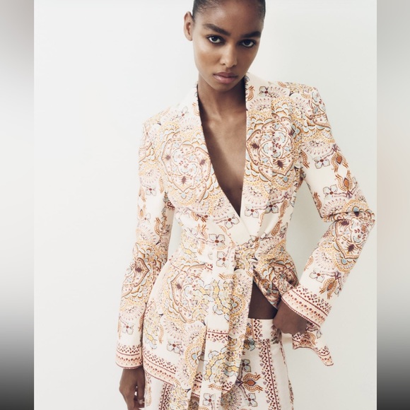 Zara printed linen blend pants - Picture 4 of 7